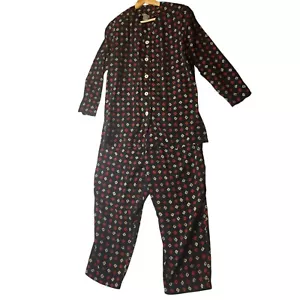 Set due pezzi vintage Koret donna 10/12 camicia pantaloni geometrici nero multicolore - Foto 1 di 11
