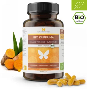 240 BIO Kurkuma Kapseln hochdosiert vegan Curcuma ohne Pfeffer ohne Piperin  - Bild 1 von 7