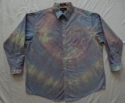 Camisa azul tie dye púrpura manga larga abotonada - 2XL psicodélica para hombre 18,5 Foto 1 de 4