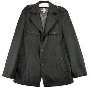 ROAR Mens Inspire Wool Blend Jacket Size XL Black Big Embroidered 2 Button - Picture 1 of 14