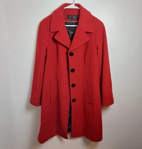 Manteau chaud boutonné extérieur en laine mélangée Fleet Street habillé pois taille L - Photo 1/6
