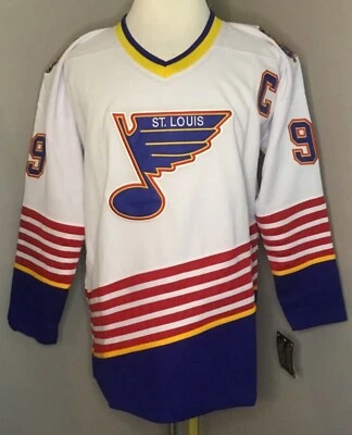 Camiseta deportiva Wayne Gretzky St. Louis azul blanco y azul "1995-1998 retroceso" CCM NHL Foto 1 de 2