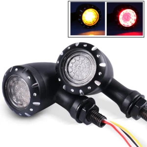 LED Motorcycle Indicators and Brake Lights, Black Bullet Shape - Picture 1 of 9