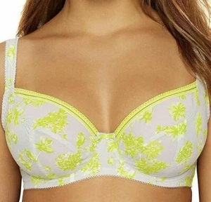 Freya Limelight Bra Zest Size 34D Underwired Plunge Balcony Grey Lime 5311 New - Picture 1 of 12