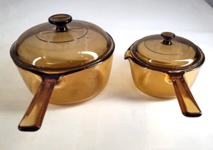 Juego de 4 piezas Pyrex Vision ámbar 2,5 L sartén de vidrio y boquilla de sartén de vidrio P81 con tapas leer - Imagen 1 de 10