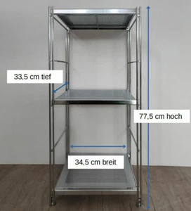 Regal Metall mit 3 Lochblechböden 77,5 cm hoch 34,5 cm breit 33,5 cm tief - Bild 1 von 5