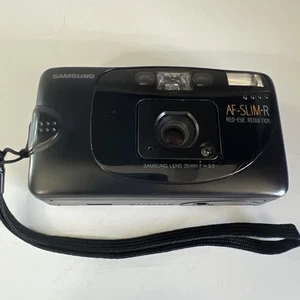 Fotocamera vintage Samsung AF-Slim R riduzione occhi rossi pellicola 35 mm con manuale e custodia - Foto 1 di 14