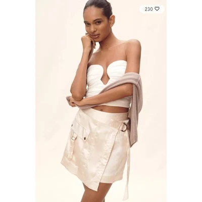 Mini-saia de cetim rosa tamanho 14 By Anthropologie Silky Utility Cargo nova com etiquetas $98 - Imagem 1 de 4