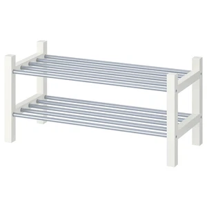 2 Tier Shoe Rack Storage Organizer Metal 79x32x37cm Compact Shelf Unit Entryway - Picture 1 of 5
