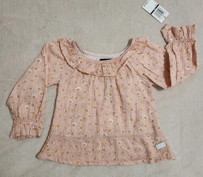 全新带标签! 学步女孩 24 Mo. 短袖花卉上衣。 可爱! (509) — 第 1/2 张图片
