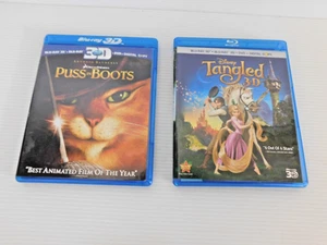 Tangled (Blu-ray 3D, 2010) Puss in Boots (Blu-ray 3D, 2011) Blu ray - DVD -3D - Picture 1 of 2