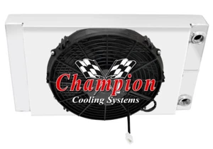 Atom Champion 1 Row 22x13" Dual Pass Drag Racing Radiator,Shroud,13" Fan,1.5,1.5 - Picture 1 of 7