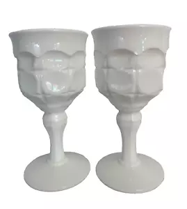 Indiana Milk Glass Water Goblets White Vintage Set-2 Constellation Pattern 12 oz - Picture 1 of 6