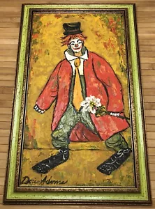 Vtg Clown By Doris Adams Oil Painting Tim Burton's High School Art Teacher - Picture 1 of 8