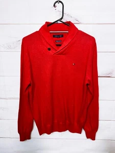 Tommy Hilfiger Sweater Size S Red Long Sleeve Pullover Premium Cotton - Picture 1 of 7