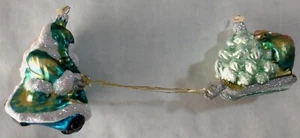 Glass Ornament "Blue Strolling Santa" - Hand Painted in Poland - Radko Inspired  - Picture 1 of 5