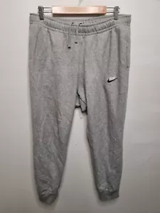 nike track pants adult size large grey embroidered active gym fleece drawstring - Picture 1 of 9