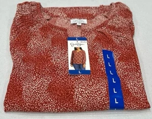 Jessica Simpson Women's Long Sleeve V-Neck Blouse, Orange, Size L - Picture 1 of 4