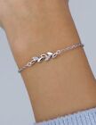 Sterling Silver 925 Chain Bracelet Leaf Style White Gold Plated Women CZ Jewelry