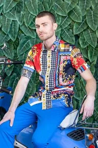 Barabas Men's Rhinestone Watercolor Floral Short Sleeve Shirts SSR06 - Picture 1 of 6