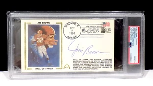 JIM BROWN HOF Signed Autograph Hall of Famer 1984 Catchet PSA DNA 💎 Slab - Picture 1 of 2