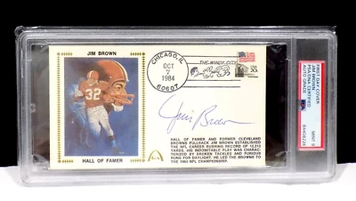 JIM BROWN HOF Signed Autograph Hall of Famer 1984 Catchet PSA DNA 💎 Slab - Image 1 of 2
