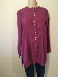 Soft Surroundings Tunic Top Mauve Collarless Button Down M EUC - Picture 1 of 7