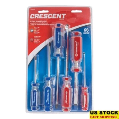 Magnetized Screwdriver Set 6pc Tri-Lobe Handles Rust Resistant Chrome Blades New - Image 1 of 4