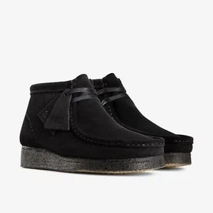 Clarks Women's Originals Wallabee Boots 26155521 Black Suede - Picture 1 of 6