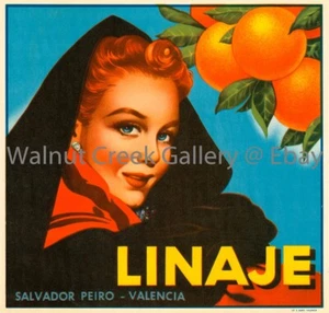 Fruit Crate Label Fine Art Print, woman, approx 10.9" x11.4" 12783 - Picture 1 of 1