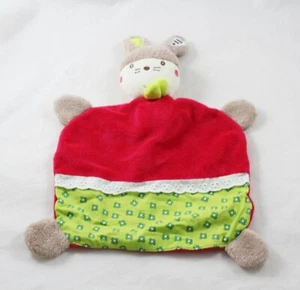 Flaches Kuscheltier Hase BABY CARE Milette rot grün Blume Grelot 32 cm (VI-21047) - Bild 1 von 2