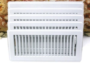 LOT OF 5 HOME MOBILE RV PARTS FLOOR REGISTER 4" X 10" WHITE METAL FLOOR VENT REG - Picture 1 of 8