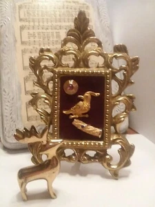 Schmuck gerahmte Kunst, Tier Strass Schmuck Design mit Messingrahmen, Messing Hirsch - Bild 1 von 12