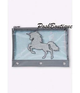 NWT JUSTICE Unicorn Pencil Pen Art Case Makeup Pouch Sequins (Matches Backpack) - Picture 1 of 3