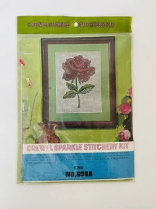 Vogart Crewel Sparkle Stitchery Embroidery Kit Rose 10" x 8" Sequin Jewel - Picture 1 of 3