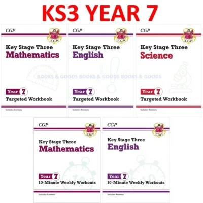 KS3 Year 7 Maths English Science 5 Workbooks Bundle with Answer CGP Key Stage 3 - Image 1 of 4