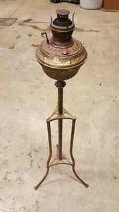 Antique/Vintage "Chautauqua " Extendable Brass Floor Oil Lamp - Picture 1 of 12