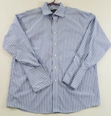 Donald J Trump Button Up Shirt Men's L 16 ½ 32 33 Blue White Striped Long Sleeve - Image 1 of 4