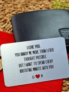 Personalised I Love You Wallet Card, Valentines Day  Gift, Anniversary, Keepsake - Picture 1 of 1