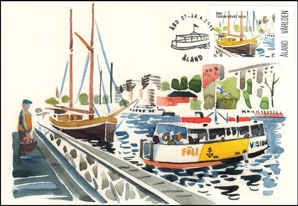 Ferry velero Turku exposición mundial de estampillas Aland Finlandia como nuevo Maxi 2019 Foto 1 de 1