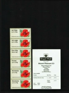 POPPY Ma15 MOUNT PLEASANT EO M002 OCTOBER 2016 Collector Strip POST GO FV £17.65 - Picture 1 of 1