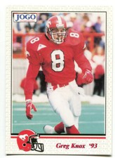 1993 Jogo CFL Greg Knox Card #63 Calgary Stampeders Laurier