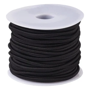 1Roll Black 3mm Nylon Round Elastic Cord Stretch Jewelry Thread String 12-14mm - Picture 1 of 8