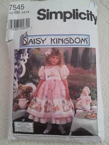 Simplicity 7545 Daisy Kingdom Girls & Doll Party Dress Sizes 5-8 Vtg 1990s - Picture 1 of 5