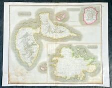 1817 John Thomson Large Antique Map Caribbean Is. Guadaloupe, Antigua, Galante
