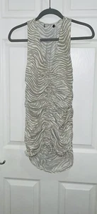 LADIES/GIRLS MOTEL Beige & Cream Zebra Print Ruched Front Summer DRESS Size 8 - Picture 1 of 9