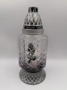 Grabkerze Grablichter Grablampe Grablaterne Grabschmuck Silber Rose - Bild 1 von 4