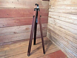 Vintage Antique Wooden Brass Tripod Adjustable - Picture 1 of 15