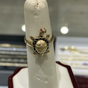14 K Real Yellow Gold Turtle Ring  - Picture 1 of 9