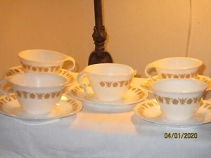 5 Vintage Sets Corning Corelle Schmetterling Gold Stapelbar Haken Kaffeetassen Becher Posten EUC - Bild 1 von 5